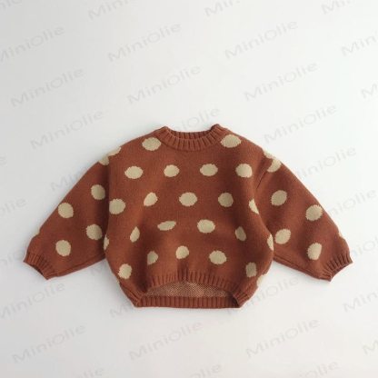 Gestrickter Pullover im Retro-Stil mit Punkten für Kleinkinder - Rot - 7-9J - image 2
