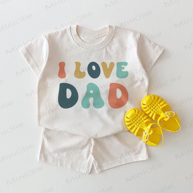 I LOVE DAD Baby T-Stück und Shorts 2-teiliges Set - Weiß - 18-24M - image 1