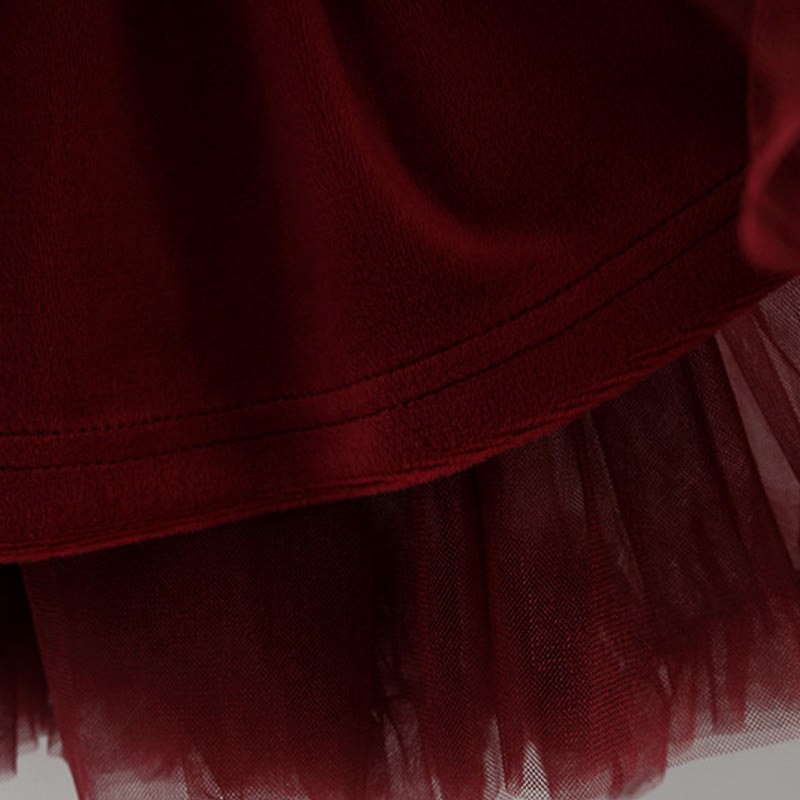 Baby Mädchen Bär Schleife Rotes Vlies -gefüttertes Kleid  - image 12