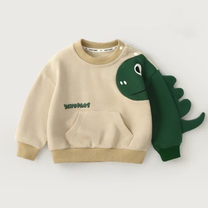 Kleinkind Sweatshirt mit Rundhalsausschnitt und Dinosaurier -Tasche - image 3