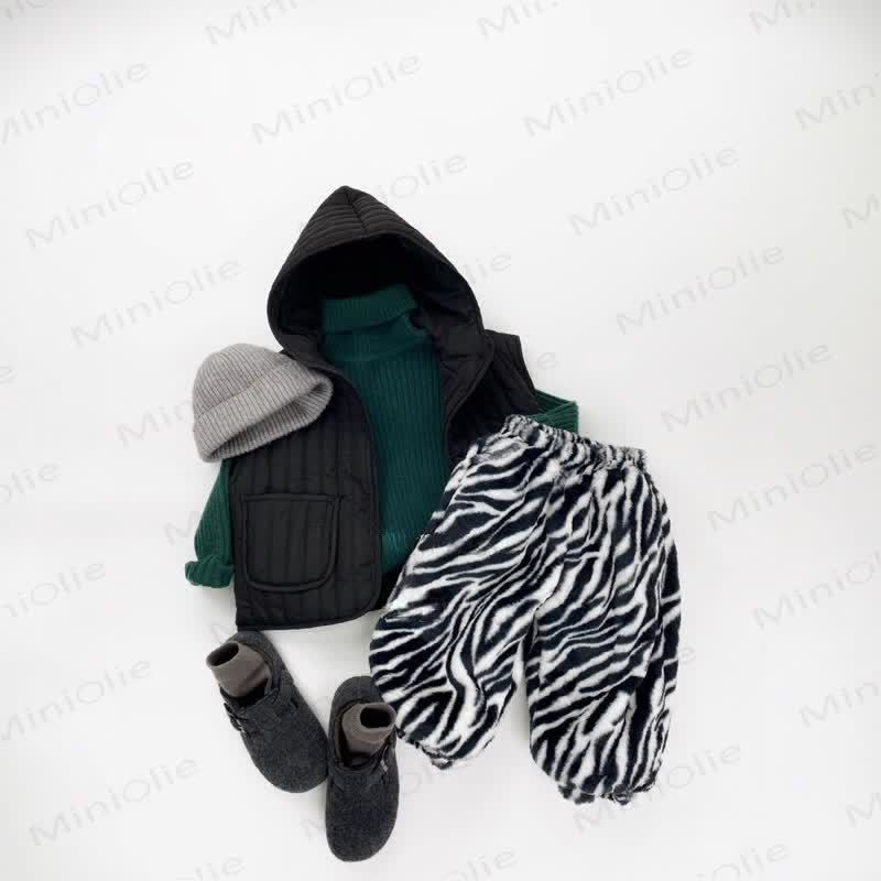 Vlies Jogginghose für Baby und Kleinkind mit Leopardenmuster / Hose mit Zebramuster (Schwarz weiß)  - image 6