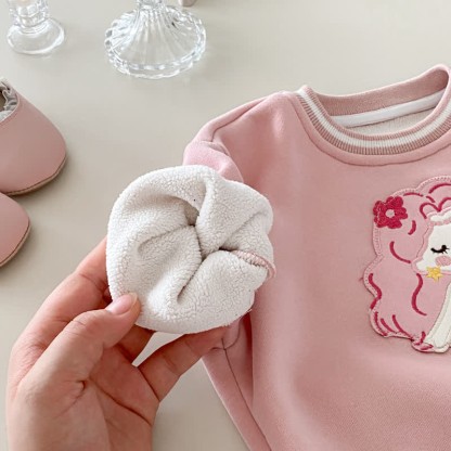 Baby Mädchen Meerjungfrauen- Blume Gesteppt - Sweatshirt in Rosa / Gestreifte Gamaschen - image 10