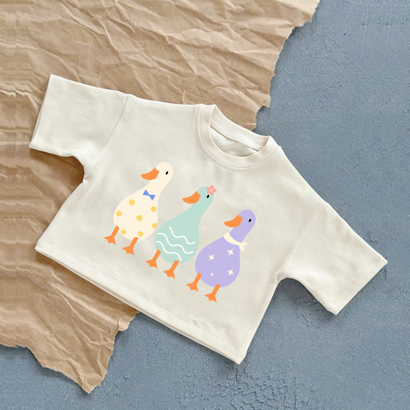 Lässiges T-Shirt mit weißem Baby -Gansprint - Weiß - 2-3J - image 1