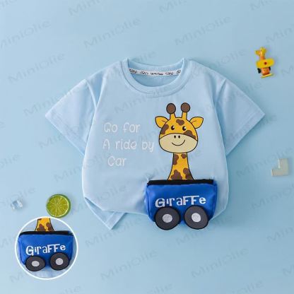 Kleinkind -T-Shirt mit Tier und Tasche - Blau - 8-9J - image 4