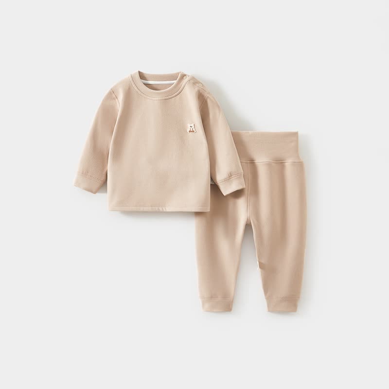 Baby Kleinkind - Pyjama Set mit Gestickt/gestreift, Spitze und Hose, 2-teilig - Khaki - 4-5J - image 4