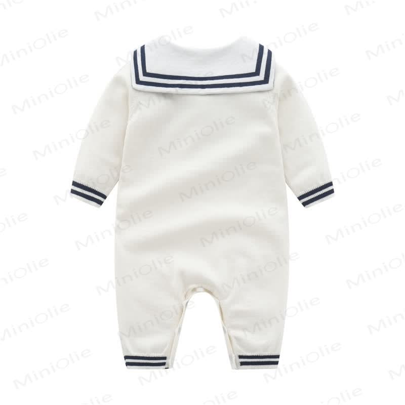Marineblau Strick- Strampler für Baby mit Gestrickt - image 3