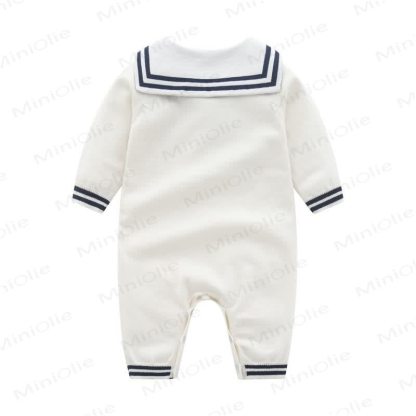 Marineblau Strick- Strampler für Baby mit Gestrickt - image 3