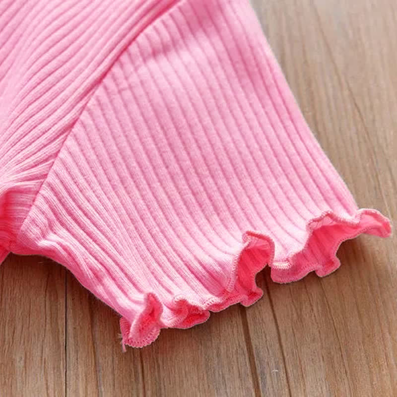 Kleinkind Baby Mädchen-T-Shirt mit Gerippt , Tier und Rüschenbesatz - image 9