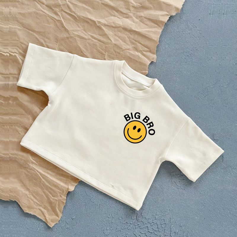 BIG BRO Baby Lächelnd Face Sommer Freizeit-T-Shirt - Weiß - 2-3J - image 1