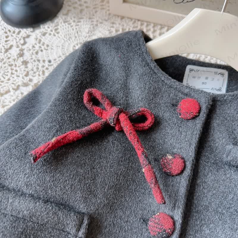 Kleinkind Kleid mit Schleife und Plaid für Kleinkindmädchen & graue Oberbekleidung - image 12