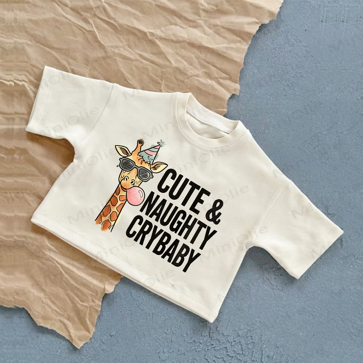 CUTE&NAUGHTY CRYBABY Baby Giraffe Print White Casual T-Shirt - Weiß - 2-3J - image 1