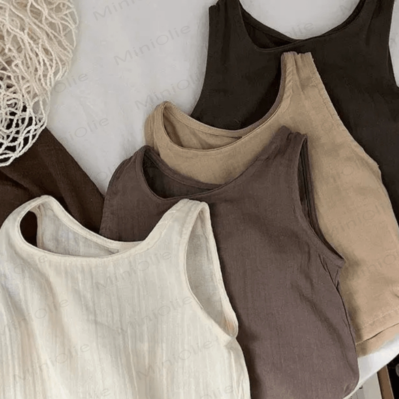 Einfarbig Leinen Tanktop für Kleinkind - image 9
