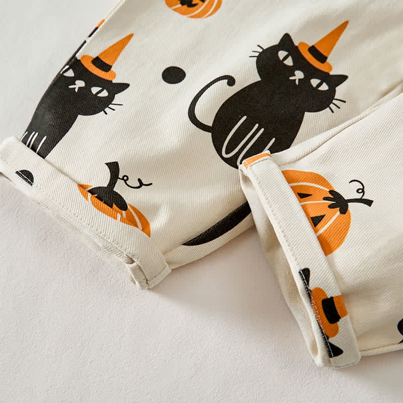 Overalls mit Katzen- und Kürbismuster für Baby und Kleinkind - image 5