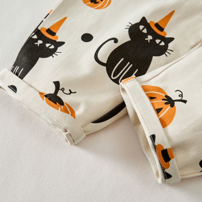 Overalls mit Katzen- und Kürbismuster für Baby und Kleinkind - image 5