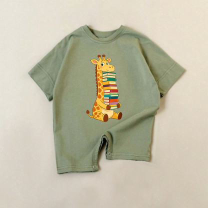 Baby Strampler mit grüner Giraffe und Büchern - Grün - 18-24M - image 1