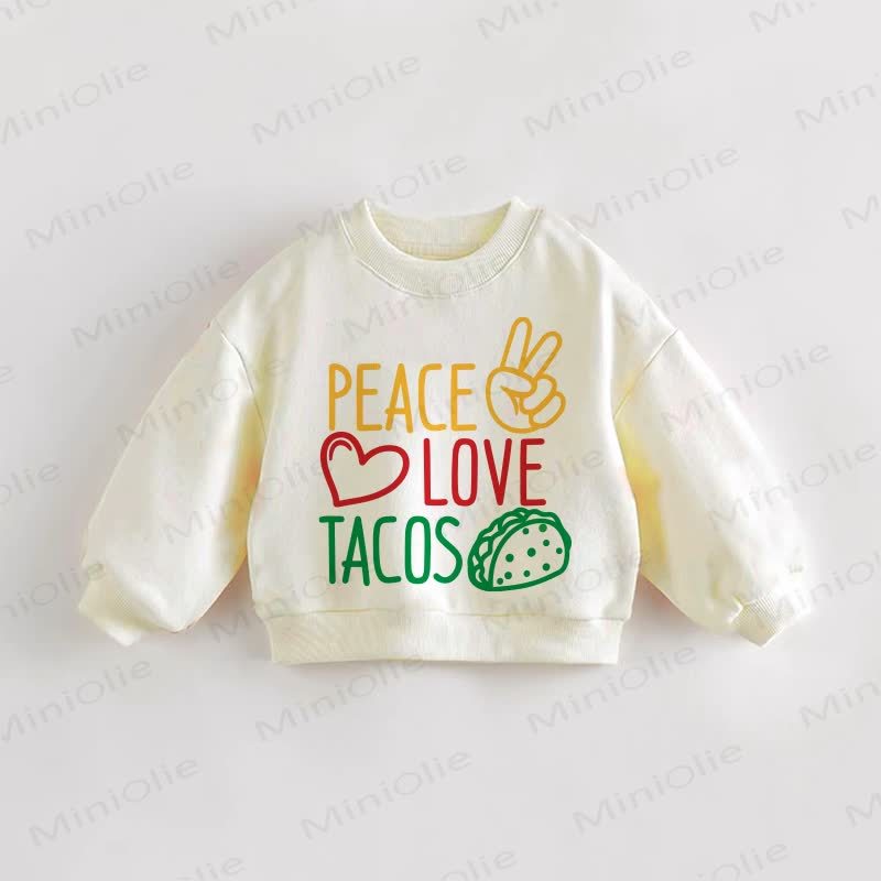 PEACE LOVE TACOS Baby Kleinkind Creme Sweatshirt - Creme - 3-5J - image 1
