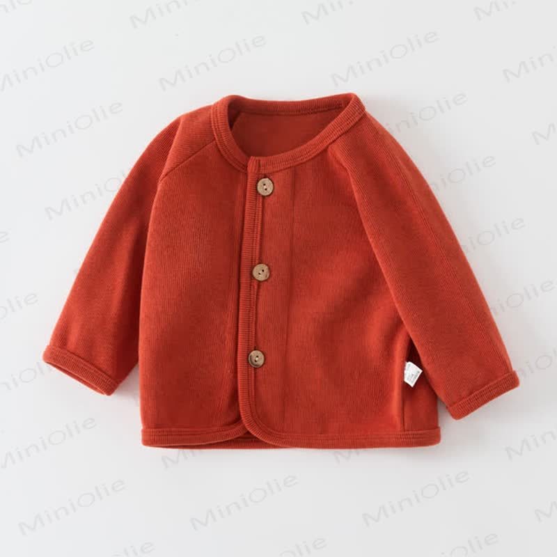  Einfarbig Strickjacke für Baby​ - Orange Rot - 3-5J - image 8