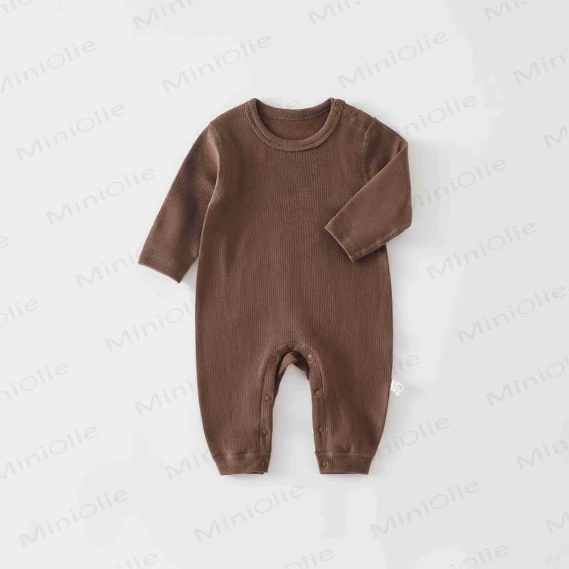 Baby Strampler in Einfarbig, Rundhalsausschnitt, bequem für Neugeboren - Dunkelbraun - 18-24M - image 10