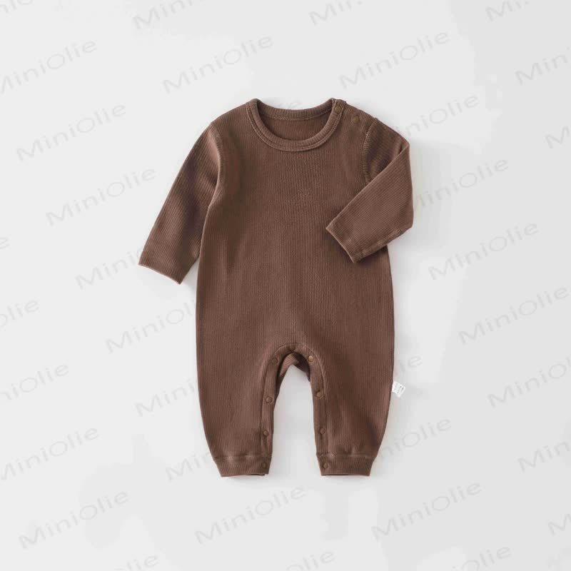 Baby Strampler in Einfarbig, Rundhalsausschnitt, bequem für Neugeboren - Dunkelbraun - 18-24M - image 10