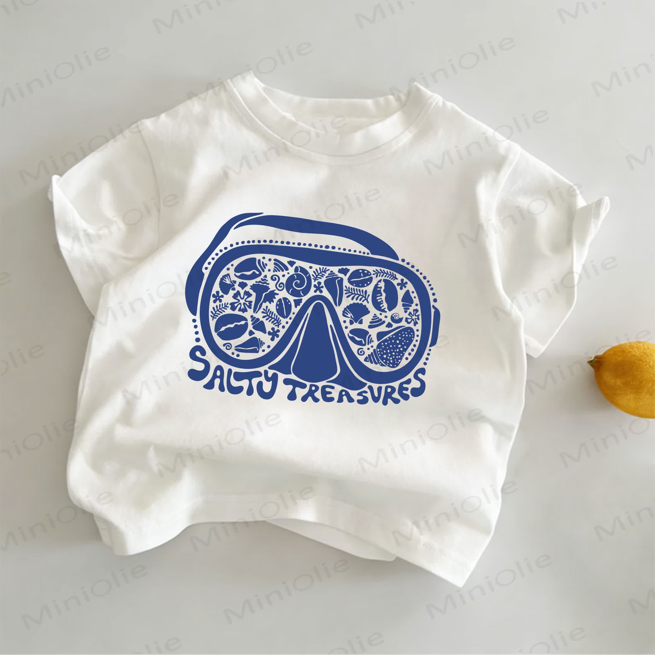 SALTY TREASURES Kleinkind T-Shirt mit weißem Tauchermasken-Print - Weiß - 6-7J - image 1