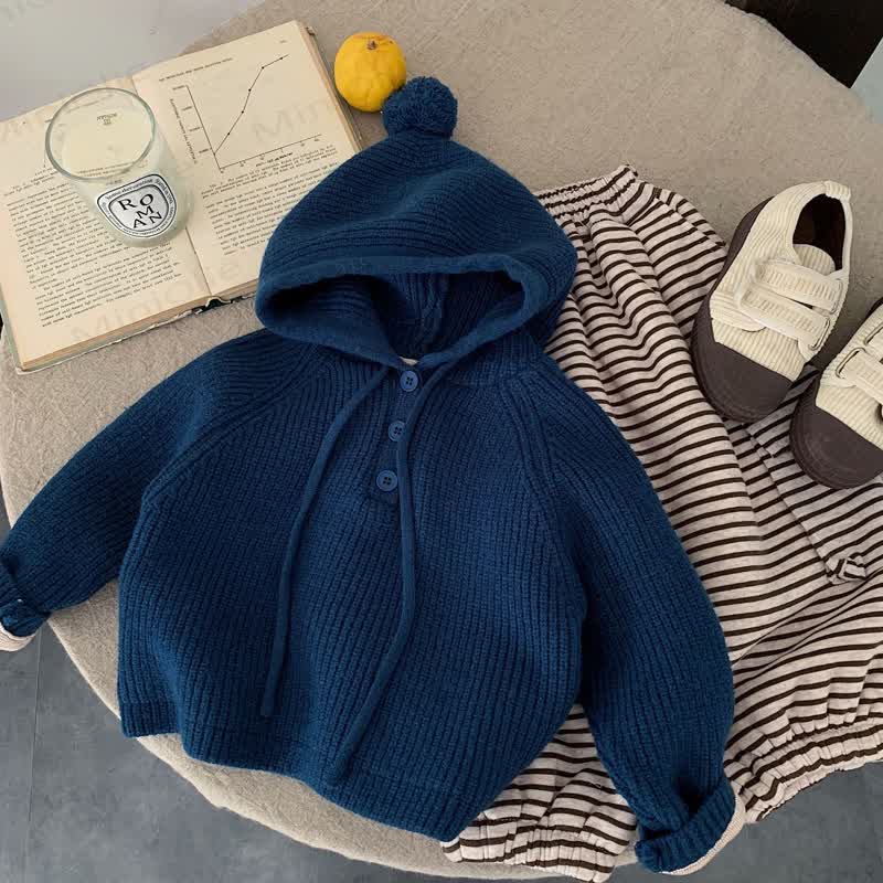 Baby Kleinkind - Pullover in Unifarben - Marineblau - 8Y - image 9