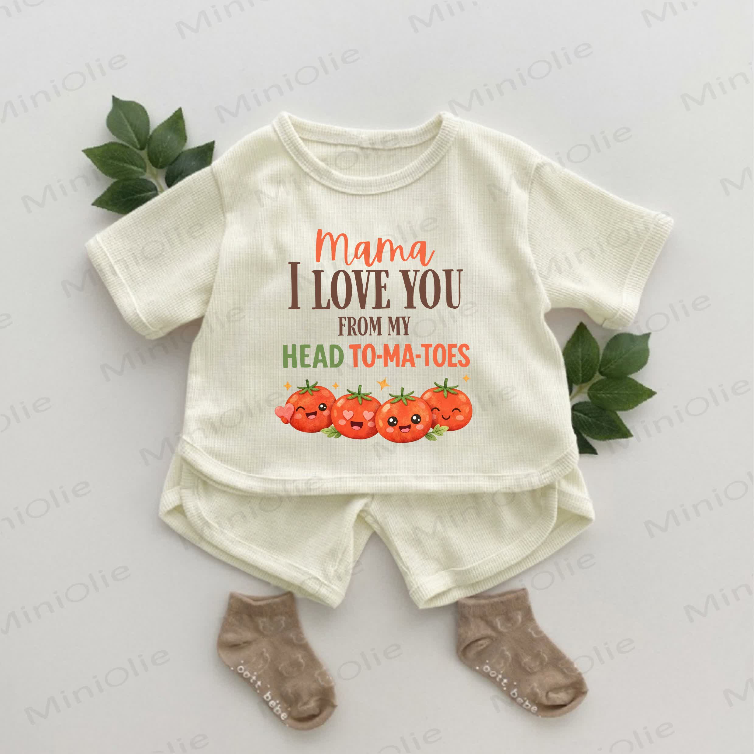 MAMA I LOVE YOU FROM MY HEAD bis Fuß – Baby Tomaten- Waffel Set, 2-teilig - Aprikose - 2-3J - image 1