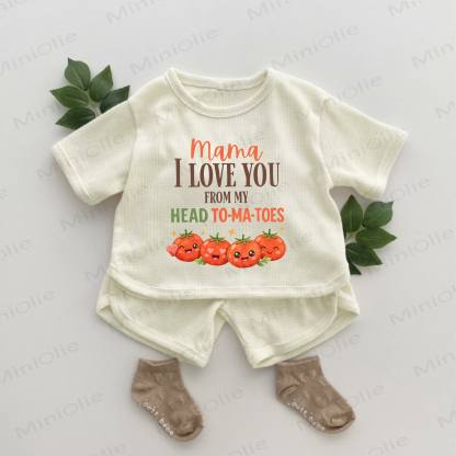 MAMA I LOVE YOU FROM MY HEAD bis Fuß – Baby Tomaten- Waffel Set, 2-teilig - Aprikose - 2-3J - image 1