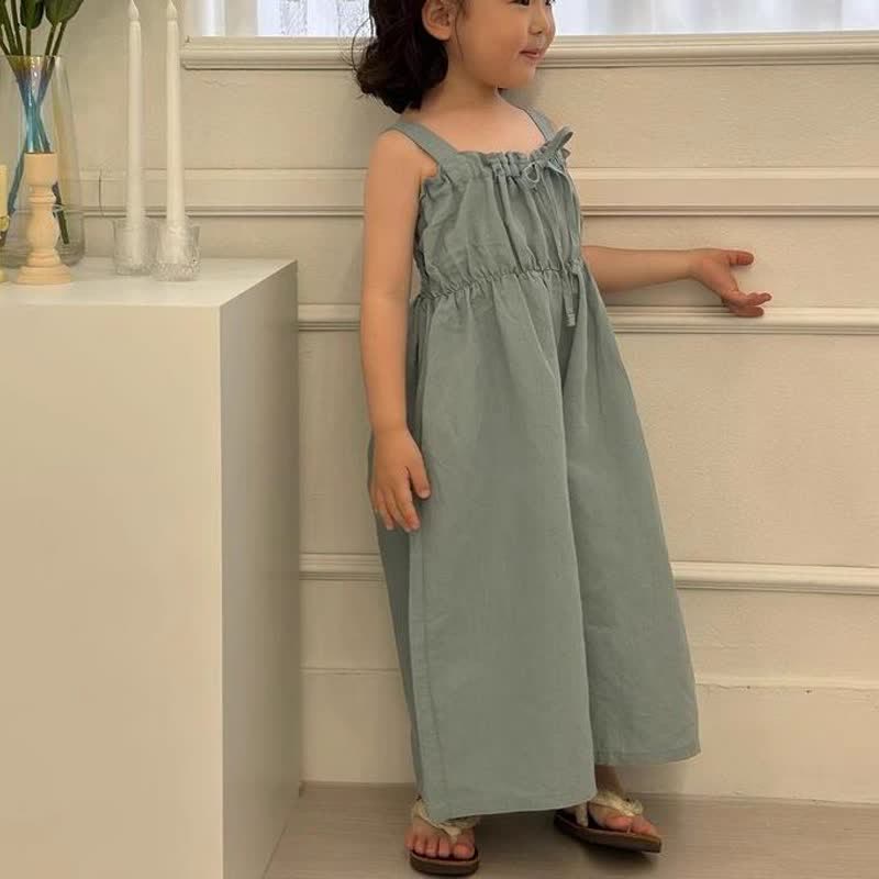 Kleinkind Einfarbig Vintage Overalls mit Schleife - image 8