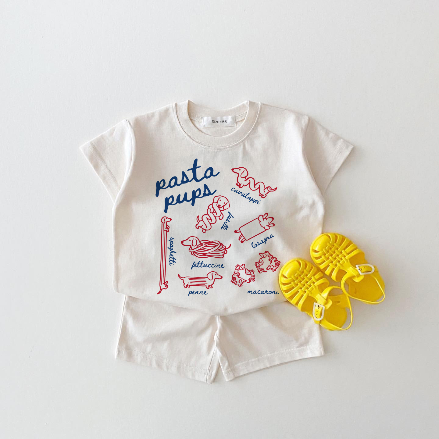 Baby Pasta Dog Weißes T-Stück und Shorts 2-teiliges Set - Weiß - 18-24M - image 1