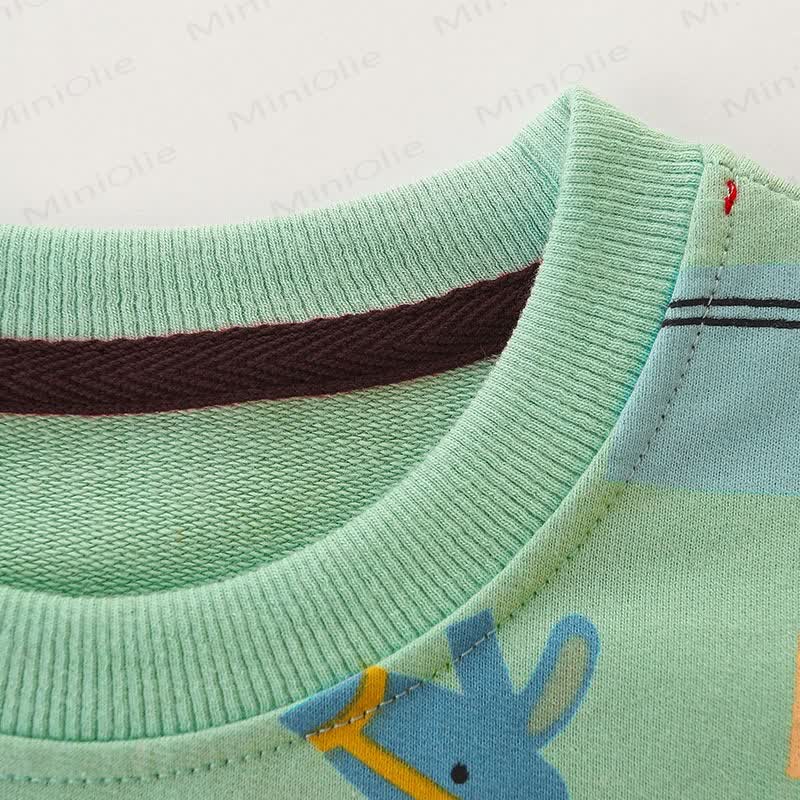 Kind Boy Cartoon Abstrakte Bauernhoftiere Sweatshirt - image 4