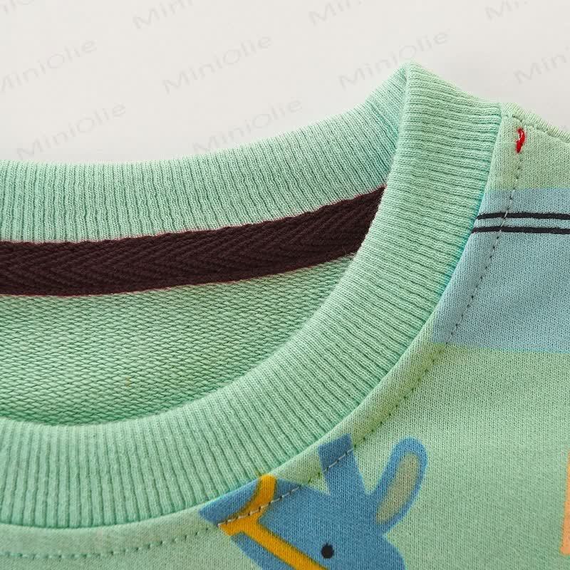 Kind Boy Cartoon Abstrakte Bauernhoftiere Sweatshirt - image 4