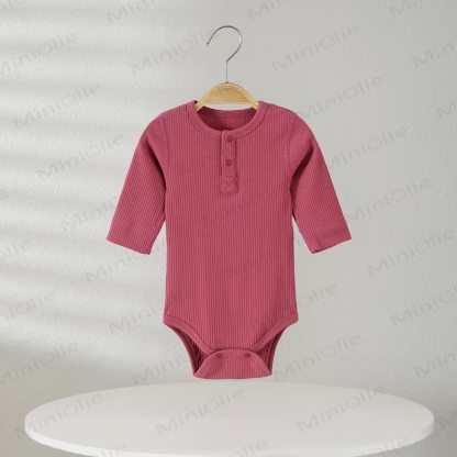 Baby Pyjama , Einfarbig Gerippt Bodysuit - Rosa - 18-24M - image 4