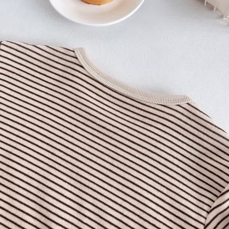 Baby Kleinkind T-Shirt mit Streifen, Schulterknöpfen und langen T-Stück - image 8
