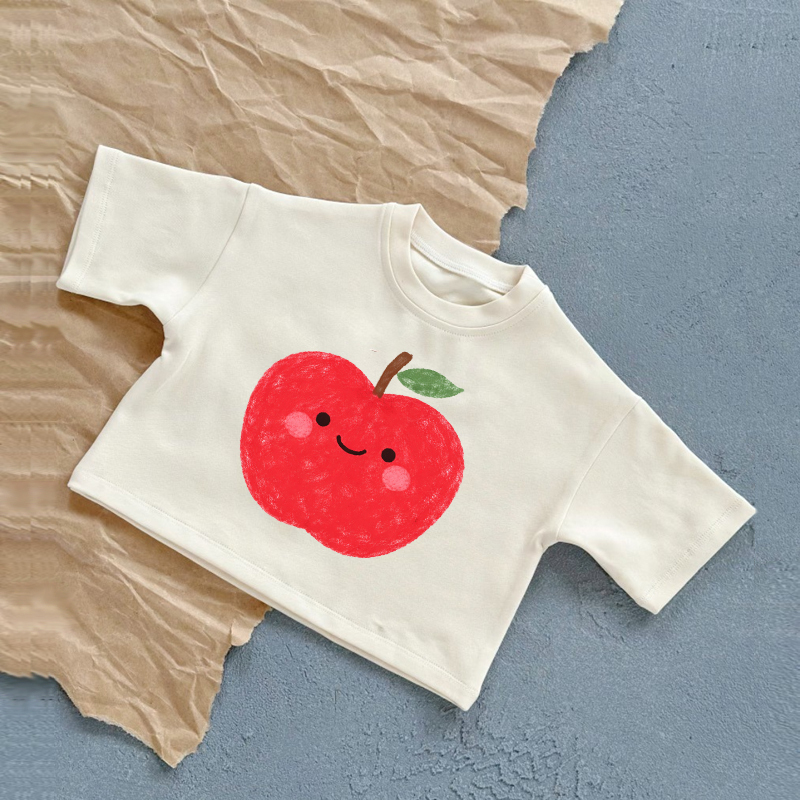 Baby Lächelnd Apple Weißes Sommer Freizeit-T-Shirt - Weiß - 2-3J - image 1