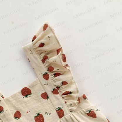 Vintage Overall mit Erdbeer Rüschen für Babys - image 9