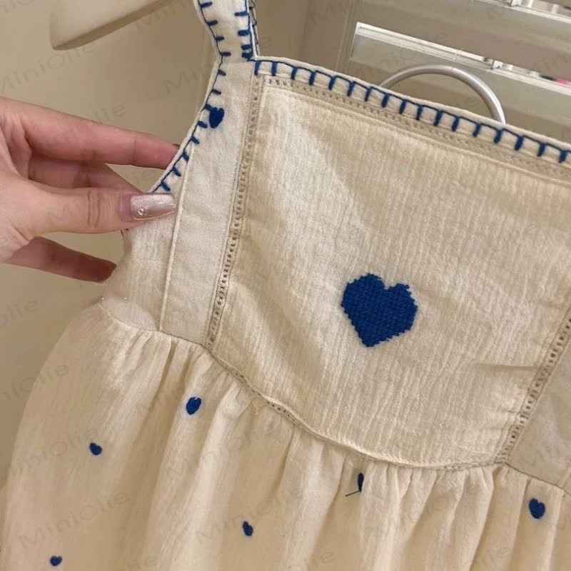 Baby Kleinkind Kleid mit Herz, Beige, mit Trägern  - image 3