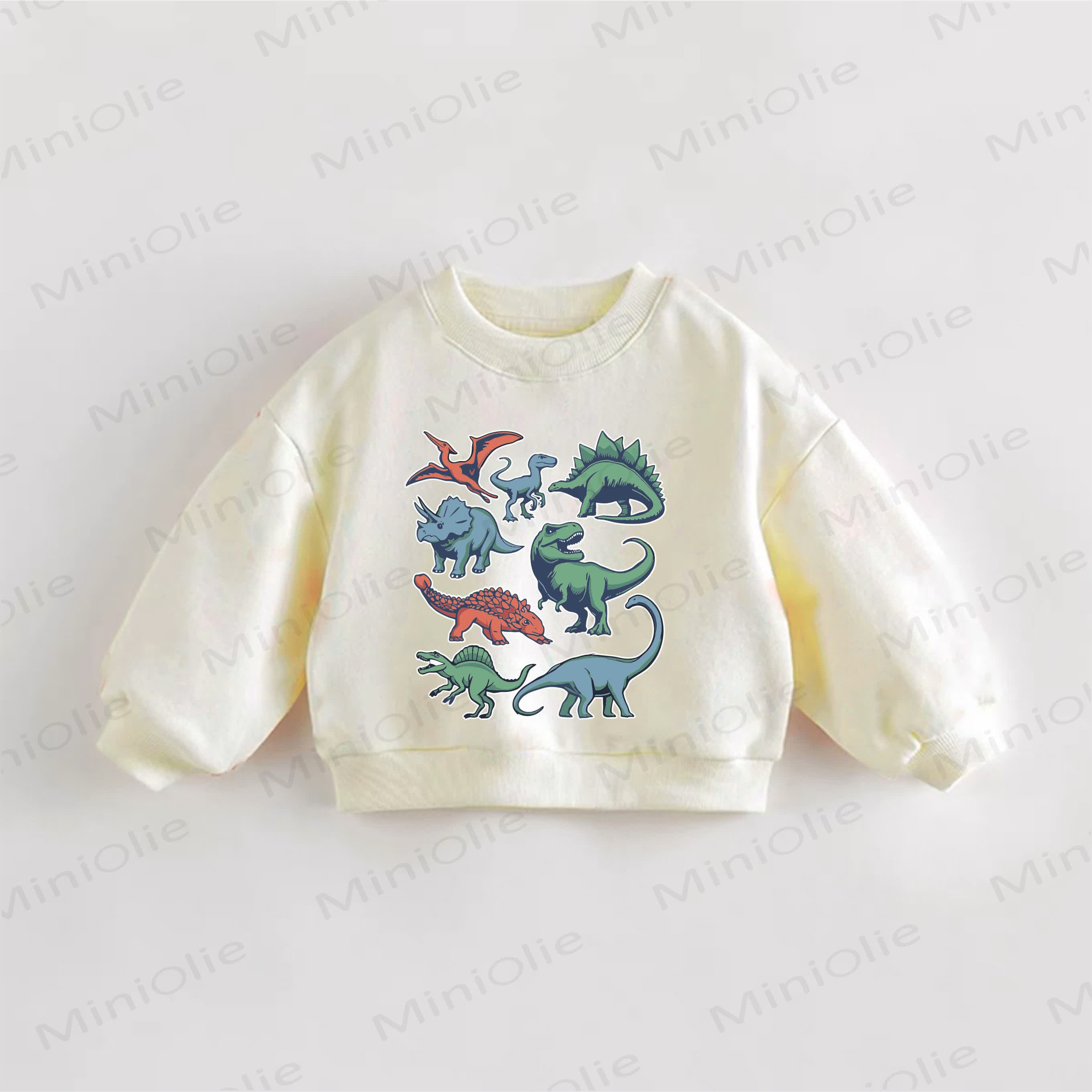 Baby Kleinkind Sweatshirt mit Dinosaurier-Print - Creme - 3-5J - image 1