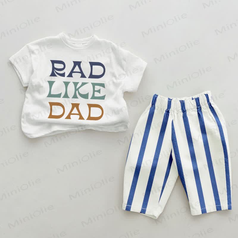 RAD LIKE DAD Baby Vertikal Streifen 2-teiliges Set - Weiß & Blau - 2-3J - image 1