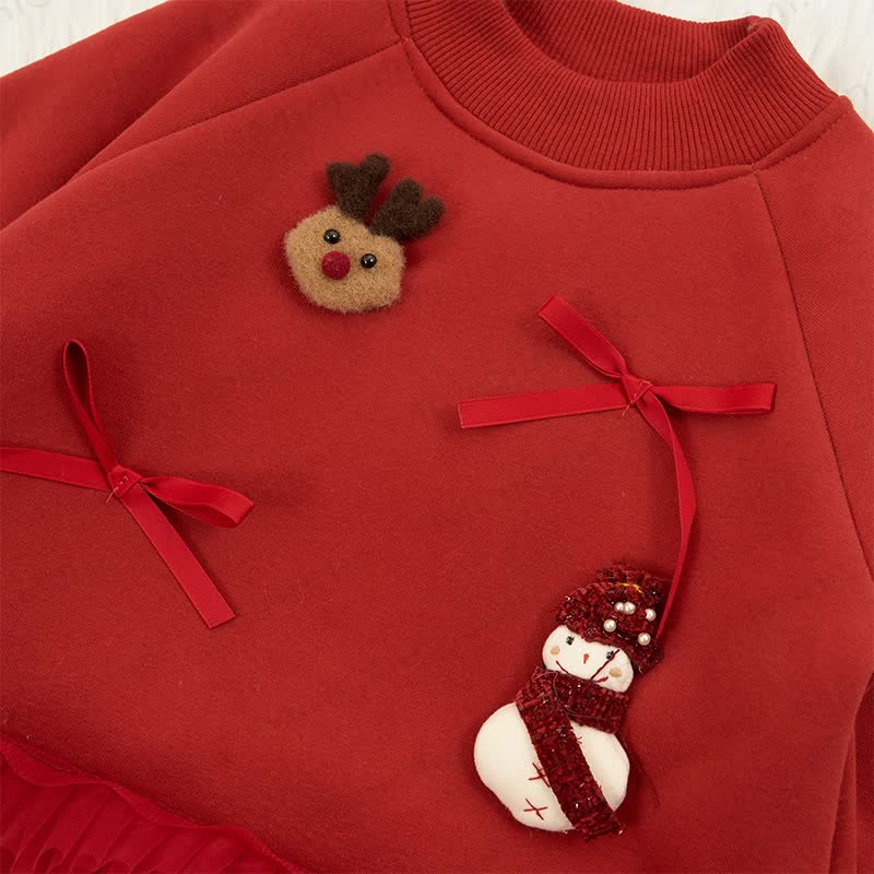 Weihnachten mit Schneemann, Schleife , langen Ärmeln, mittellang - image 7