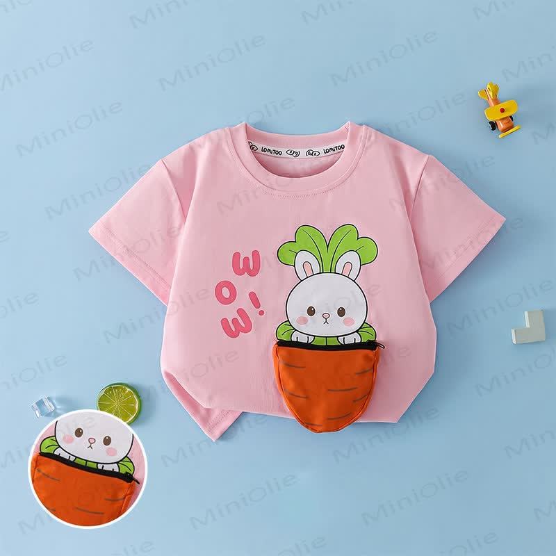 Kleinkind -T-Shirt mit Tier und Tasche - Rosa - 8-9J - image 5