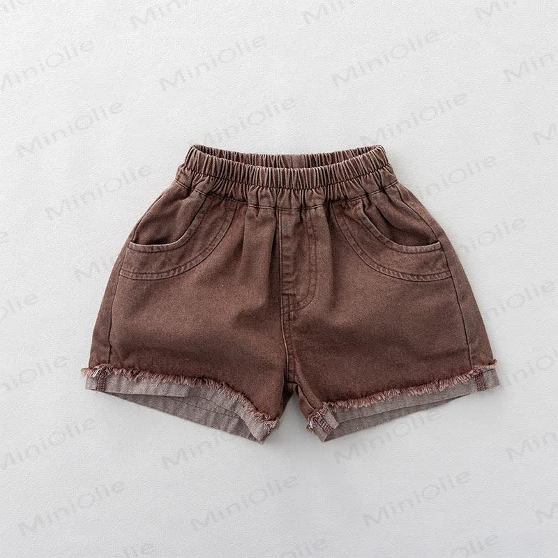 Shorts aus gewaschener Baumwolle für Kleinkind , Einfarbig - Rosa - 6-7J - image 3