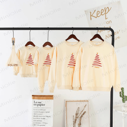 Fröhliches familienpassendes Weihnachtsbaum-Sweatshirt - Beige - Erwachsener: 3XL - image 2