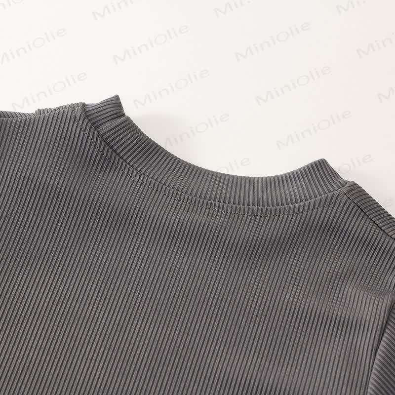 Zweiteiliges Set aus Stricken Kurzarm- Spitze und ausgestellter Hose für Kleinkind - image 17