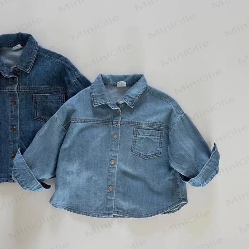 Denim mit Umlegekragen und langen Ärmeln für Baby und Kleinkind - Hellblau - 2-3J - image 6