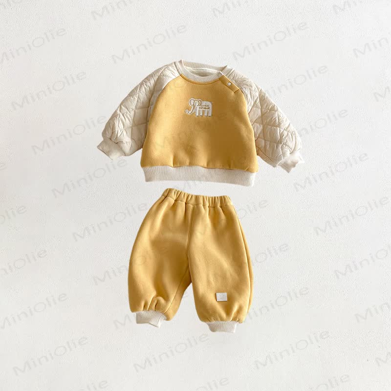 Baby Kleinkind Elefanten Vlies gefüttertes 2-teiliges Set - Gelb - 5-7J - image 6