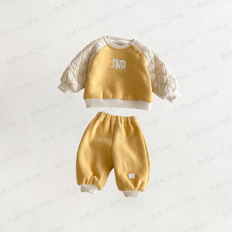 Baby Kleinkind Elefanten Vlies gefüttertes 2-teiliges Set - Gelb - 5-7J - image 6