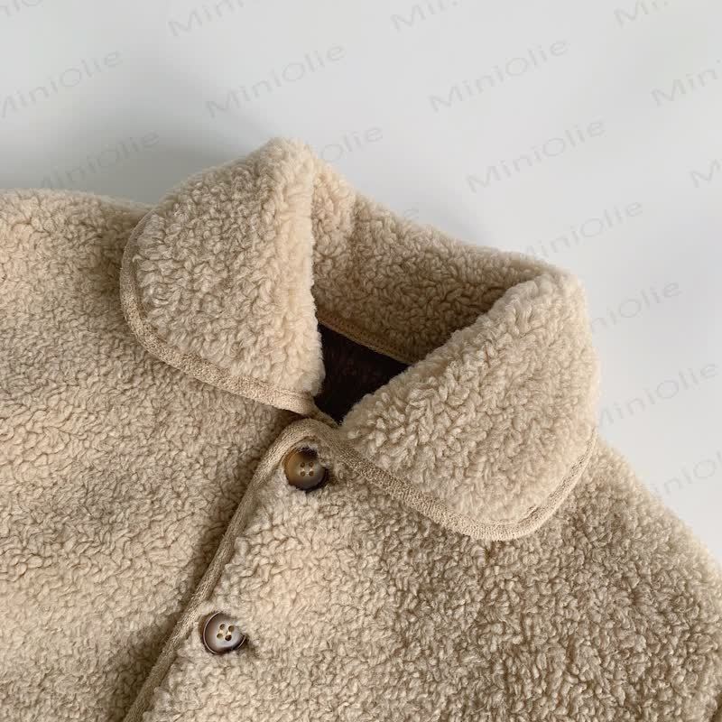  Baby Oberbekleidung aus Einfarbig Sherpa-Fleece mit Revers - image 5