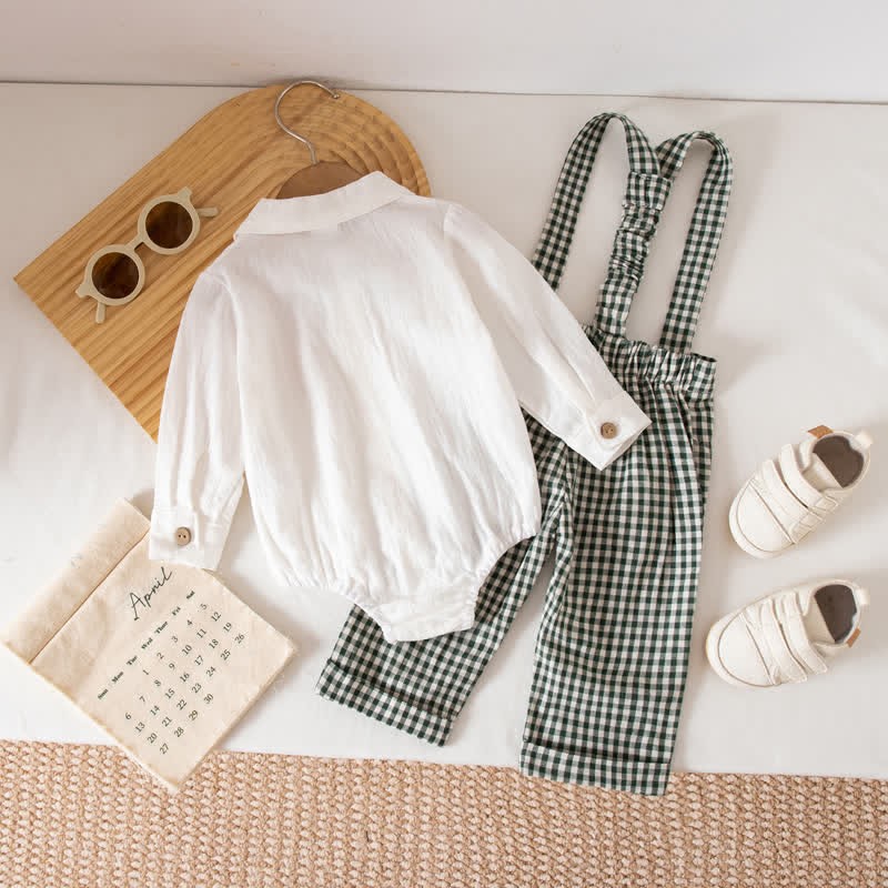 Baby Jungen Gentleman Plaid Bodysuit Overalls 2-teiliges Set - image 18