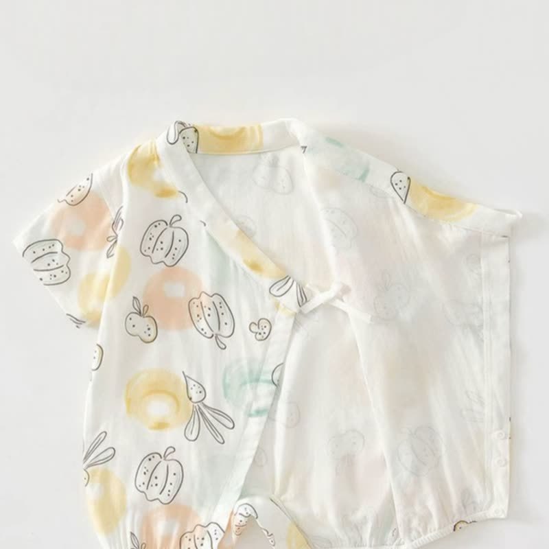 Baby Sommer Strampler mit weißem Obst /Gemüse-/Lebensmittelmotiv - image 5