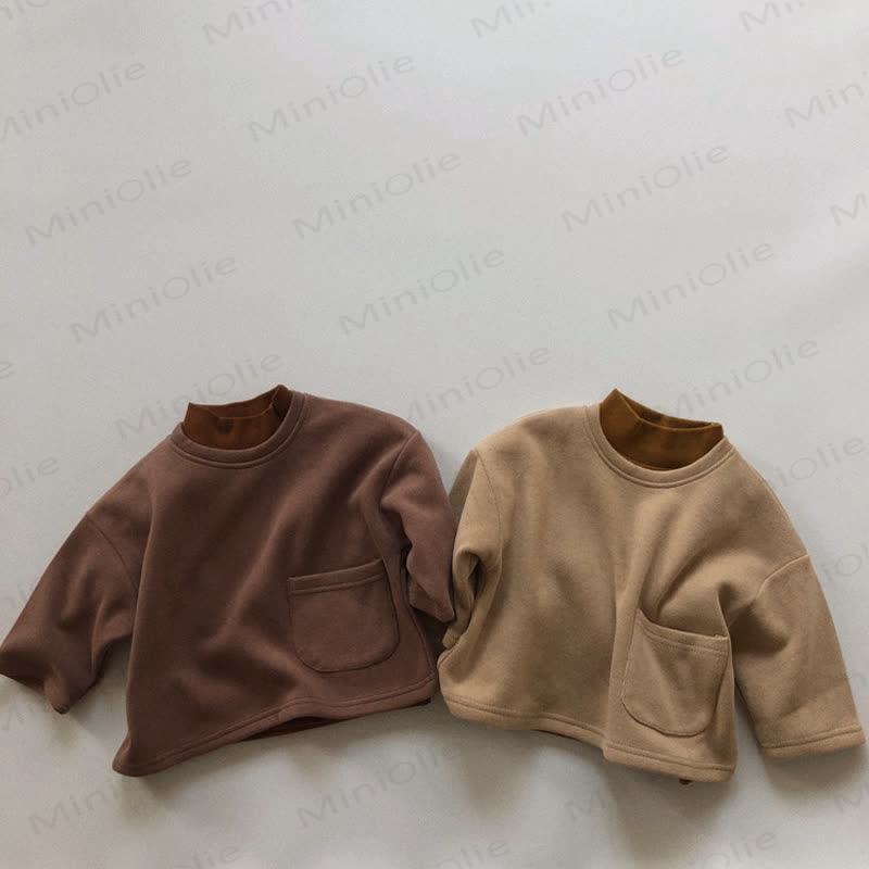 Kleinkind -T-Shirt mit Einfarbig Vlies -Innenteil - image 7